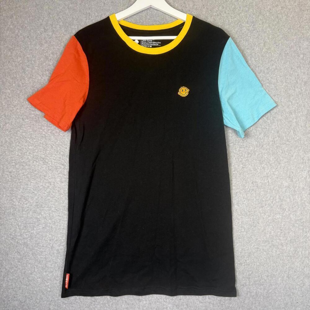 Dutch Bros Women's Size Medium Black Colorblock Short Sleeve T-Shirt Top